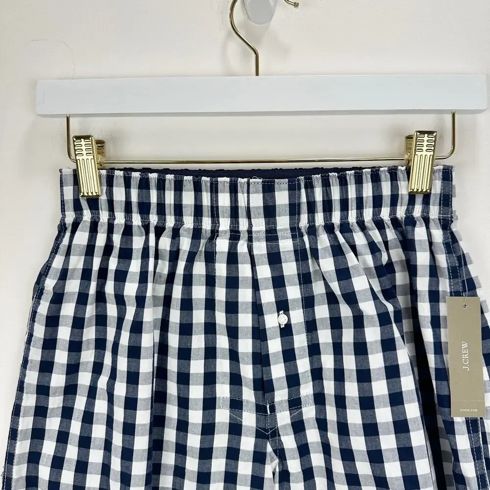 J.Crew Patterned Boxers Mens Gingham Navy Cotton Lounge Beach Sleep XS NWT